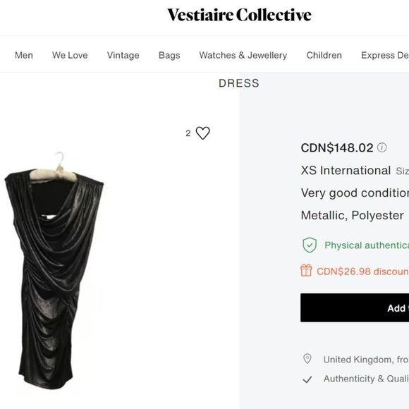 A/X Armani Exchange Silver Metallic Ruched/Gathered Dress - Picture 4 of 4